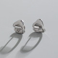 wholesale S925 Sterling Silver 524 Korean Version Ins Minimalist Niche Design Geometric Smooth Heart-shaped Textured Versatile Ear Clips for Women-0-1