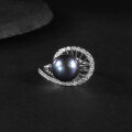 wholesale S925 Sterling Silver Natural Freshwater Pearl Ring, Fashionable and Unique, Elegant and Lightly Luxurious, Set with 10mm Bread-Shaped Pearl Ring-0-1