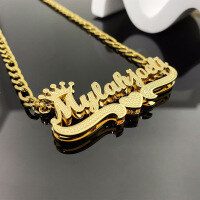 wholesale Metal material fashion trendy personalizedname necklace for women elegant temperament English namechain gift for girlfriend-Rose gold