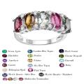 wholesale S925 Sterling Silver Natural Tourmaline Ring for Women, New Fashionable and Lightly Luxurious High-End Feeling Inlaid with Natural Gemstone Ring-0-0