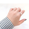 wholesale S925 Sterling Silver Handmade Geometric Square Bead Open Ring in Korean Style-0-4
