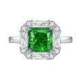 wholesale S925 Sterling Silver New Style 4-Carat Emerald Green Radiant Cut Ring with High Carbon Diamonds, Unique Design and Aesthetically Pleasing-0-4
