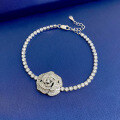 wholesale S925 Silver Rose Flower Bracelet with High-Carbon Diamonds, New Design, Niche Fashion, Stylish Bracelet for Women-0-0