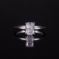 wholesale S925 Sterling Silver Brilliant Shining Cushion Cut 1ct Zircon Eagle Claw Square Single Stone Engagement Ring Cross-border-s925 sterling silver zircon ring US size 9