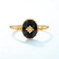 wholesale S925 Sterling Silver New Korean Style Fashion Popular Black Agate Ring Retro Pattern-0-2