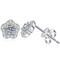 S925 Sterling Silver Small Plum Blossom Moissanite Stud Earrings-0-3