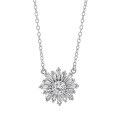 wholesale S925 Sterling Silver Sunflower Necklace for Women, Light Luxury Fashion Small and Exquisite Diamond-Inlaid Snowflake Pendant Collarbone Chain Valentine's Day Gift-0-4