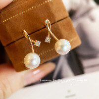 wholesale S925 Sterling Silver Red Elk All-Over Pearl Earrings, Xiaohongshu Viral Hit, Minimalist and Versatile Commuter Earrings, Light Luxury-BE0122-Gold 925 Silver