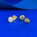 wholesale S925 Silver Gold-Plated New Style Single Diamond Round Stud Earrings Set with 50 Zirconia, Small and Exquisite Versatile Design-0-2
