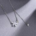 wholesale Metal S925 flower Korean-style tassel collarbone chain, new style fresh sweet ethereal youthful wind lightweight luxury niche necklace-0-1