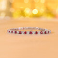 wholesale Sterling Silver Classic Four-Prong 3mm Lab-Created Ruby High-Carbon Diamond Tennis Bracelet Full Diamond Stackable Everyday Wear-0-0