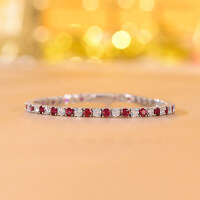 wholesale Sterling Silver Classic Four-Prong 3mm Lab-Created Ruby High-Carbon Diamond Tennis Bracelet Full Diamond Stackable Everyday Wear-17cm 925 silver
