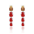 wholesale S925 Silver Designer-style Unique Red Agate Insect Design High-end Natural Gemstone Earrings Ear Drops-0-0