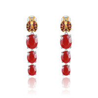 wholesale S925 Silver Designer-style Unique Red Agate Insect Design High-end Natural Gemstone Earrings Ear Drops-Red agate earrings