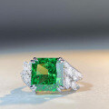 wholesale S925 Sterling Silver Emerald Ring for Women with High Carbon Diamond Zircon Radiant Full Diamond Cross-Border TikTok Live Ring-0-1