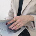 wholesale S925 Sterling Silver Korean Version INS Minimalist Niche Wide Hollow Open-Ended Adjustable Ring for Women, Versatile Silver Ring-0-2