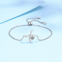 wholesale 925 Sterling Silver Bow Bracelet for Women, Plated with PT950 Platinum, Adjustable Push-Pull, Moissanite Jewelry, Factory Direct-4mm zircon &gt; 925 silver