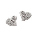 wholesale S925 Sterling Silver 529 Korean Version Ins Rock Texture Heart-shaped Stud Earrings for Women, Minimalist and Unique Style Silver Ear Accessories-0-4