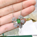 wholesale Sterling Silver, New European Luxury Butterfly Necklace for Women with Grand Emerald Pendant 40+5-0-0