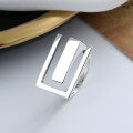 wholesale S925 Sterling Silver Nordic E Letter Geometric Ring Ins Style Versatile Stackable Index Finger Ring for Women-0-0