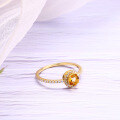 wholesale 10K Gold Japanese and Korean Style Light Jewelry Petite Yellow Crystal Ring for Women, Proposal Gift with Replaceable Main Stone-0-2