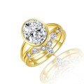 wholesale S925 Silver Plated 18K Gold 8*10mm Oval Cut Moissanite Ins-Style Engagement Ring for Women, Stackable Nesting Ring Set-0-4