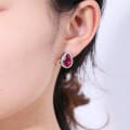 wholesale 925 Sterling Silver Inlaid Light Luxury Exquisite Pear-Shaped Teardrop Crystal Earrings with Ruby and Sapphire Ear Studs, Spring and Summer New Arrival-0-2