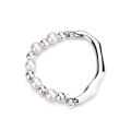 wholesale S925 Sterling Silver Korean Style Creative Pearl Spaced Stretch Ring, Niche Design Internet-Famous Style Hot-Selling Band-0-4