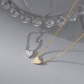 wholesale S925 Sterling Silver Fresh and Sweet Ins Style Niche Design Full Diamond Heart Necklace Y01647-0-1
