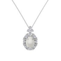 wholesale S925 Sterling Silver Oval-Shaped Shuimo Jade Square 8A Zircon Heart Flower Marquise Pendant Necklace for Women-Platinum Water Jade DY190929-SW-WH 925 Silver