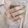 wholesale S925 Sterling Silver Korean-style Minimalist Geometric Crushed Silver Spliced Ring with Irregular Design-0-3