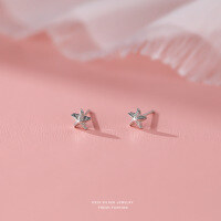 wholesale 925 Sterling Silver Starfish Stud Earrings For Women-Platinum 6mm 925 silver