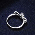 Sterling Silver Six-Claw Moissanite Bow Ring for Women-0-0