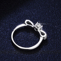 Sterling Silver Six-Claw Moissanite Bow Ring for Women-50 points (zircon) - 10 yards