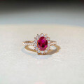 wholesale S925 Sterling Silver, 18K Gold Pigeon Blood Ruby Diamond Ring for Women, Fashionable and Versatile Style-0-1