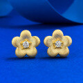 wholesale S925 Gold-Plated Silver Vintage Chinese Style Filigree Diamond Small Flower Stud Earrings-0-0