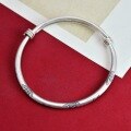 wholesale 999 Silver Chinese-style Bamboo Leaf Push-Pull Bangle for Women, Pure Silver Retro Artistic New Chinese Youth Bracelet-0-3