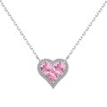 wholesale S925 Silver Cross-Border New Hot-Selling Pink Heart-Shaped Zircon Small Luxury High-End Sense Jewelry Necklace and Earrings-0-14