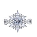 wholesale 925 Silver New Ins Style Ring 6*8 Oval Shining Snowflake Diamond Ring for Women-0-4