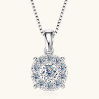 wholesale [925 Sterling Silver] Cross-border New Starry Sky Compass D-color Moissanite Necklace for Women, High-end Pendant Collarbone Chain Wholesale-White 925 Silver - 1 carat