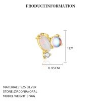 wholesale S925 Sterling Silver, Fashionable And Luxurious Tassel Star And Moon Earring Set.-E5711_Moonlight Glass/Synthetic Opal/White Zirconium_18K Yellow Plated_Single_With Small Flower Ear Cap 925 Silver