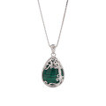 wholesale 925 Sterling Silver Teardrop Malachite Necklace for Women, Euro-American Minimalist Luxury Small Brand High-End Tree of Life Pendant Collarbone Chain-0-4