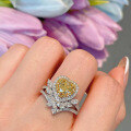wholesale Metal, Heart-shaped Imported Fancy Color Diamond High Carbon Diamond One Carat Heart-shaped Yellow Diamond Luxury Elegant European and American Ring-0-2
