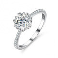 Sterling Silver D Color Moissanite Ring, 1 Carat Snowflake Design-0-2