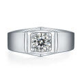 wholesale S925 Sterling Silver 1ct Moissanite Ring for Men, European and American Minimalist Fashion, Stylish Cross-Border Moissanite Ring-0-0