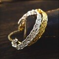 wholesale 925 Sterling Silver Ancient Style Women's Bracelet, Hollow Carved Pattern Retro Niche Wrist Ornament Adjustable Opening-0-0