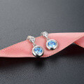 wholesale S925 sterling silver cross-border minimalist crystal-embedded earrings for women, Japanese and Korean style, ultra-sparkly blue bubble simulated diamond earrings-0-3