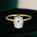 18K Gold Plated S925 Silver Oval Moissanite Four-Prong Ring-0-0