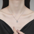 Sterling Silver Moissanite Jumping Heart Pendant Necklace Wholesale-0-2