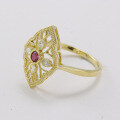 wholesale 18K metal fashion commuter retro light luxury ruby full-cut diamond ring-0-3